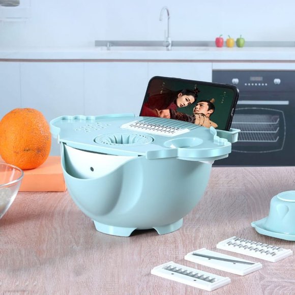 Multifunctional Chopper & 9 in 1 Slicer Vegetable Slicer Drain basket Vegetable - Picture 1 of 10